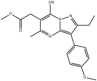 methyl 2-(2-ethyl-7-hydroxy-3-(4-methoxyphenyl)-5-methylpyrazolo[1,5-a]pyrimidin-6-yl)acetate Structure