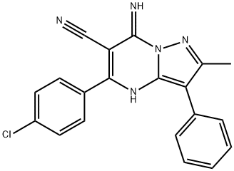 5-(4-chlorophenyl)-7-imino-2-methyl-3-phenyl-4,7-dihydropyrazolo[1,5-a]pyrimidine-6-carbonitrile Struktur