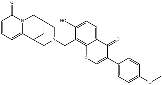 3-((7-hydroxy-3-(4-methoxyphenyl)-4-oxo-4H-chromen-8-yl)methyl)-3,4,5,6-tetrahydro-1H-1,5-methanopyrido[1,2-a][1,5]diazocin-8(2H)-one Structure