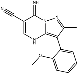 7-imino-3-(2-methoxyphenyl)-2-methyl-4,7-dihydropyrazolo[1,5-a]pyrimidine-6-carbonitrile Struktur