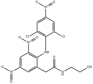 2-(2-(2, 6-二氯-4-硝基苯胺基)-3, 5-二硝基苯基)-N-(2-羟乙基)乙酰胺, 1043448-27-6, 结构式