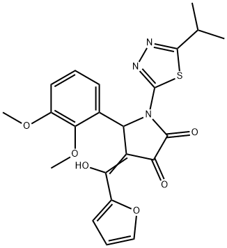 (E)-5-(2,3-dimethoxyphenyl)-4-(furan-2-yl(hydroxy)methylene)-1-(5-isopropyl-1,3,4-thiadiazol-2-yl)pyrrolidine-2,3-dione,1049139-62-9,结构式