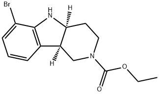6-ブロモ-3,4,4A,5-テトラヒドロ-1H-ピリド[4,3-B]インドール-2(9BH)-カルボン酸(4AS,9BR)-エチル 化学構造式
