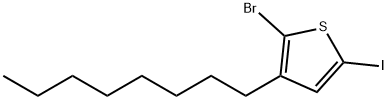 2-ブロモ-5-ヨード-3-n-オクチルチオフェン 化学構造式