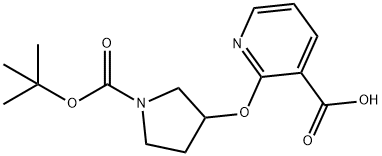 2-(1-tert-Butoxycarbonyl-pyrrolidin-3-yloxy)-nicotinic acid Struktur