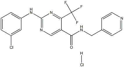 2-[(3-chlorophenyl)amino]-N-(4-pyridinylmethyl)-4-(trifluoromethyl)-5-Pyrimidinecarboxamide hydrochloride Struktur