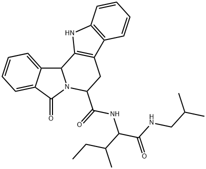 N-(1-(isobutylamino)-3-methyl-1-oxopentan-2-yl)-5-oxo-7,8,13,13b-tetrahydro-5H-benzo[1,2]indolizino[8,7-b]indole-7-carboxamide Structure