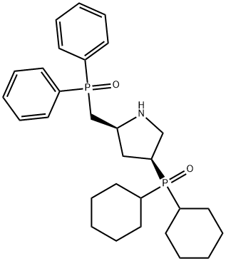 Pyrrolidine, 4-(dicyclohexylphosphinyl)-2-[(diphenylphosphinyl)methyl]-, (2S-cis)- (9CI),110005-28-2,结构式