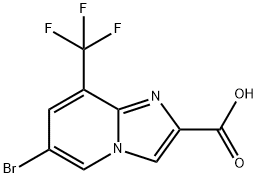 6-溴-8-(三氟甲基)咪唑并[1,2-A]吡啶-2-羧酸, 1121051-31-7, 结构式