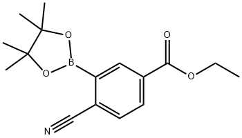 Benzoic acid, 4-cyano-3-(4,4,5,5-tetramethyl-1,3,2-dioxaborolan-2-yl)-, ethyl ester Structure