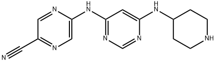 5-((6-(Piperidin-4-ylamino)pyrimidin-4-yl)amino)pyrazine-2-carbonitrile Structure