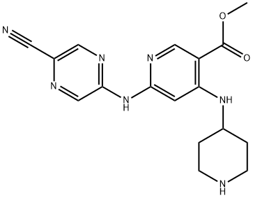 Methyl 6-((5-cyanopyrazin-2-yl)amino)-4-(piperidin-4-ylamino)nicotinate Structure