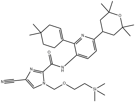 4-cyano-N-(2-(4,4-dimethylcyclohex-1-en-1-yl)-6-(2,2,6,6-tetramethyltetrahydro-2H-pyran-4-yl)pyridin-3-yl)-1-((2-(trimethylsilyl)ethoxy)methyl)-1H-imidazole-2-carboxamide Structure