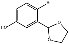 4-溴-3-(1,3-二氧杂环戊烷-2-基)苯酚, 1160182-44-4, 结构式