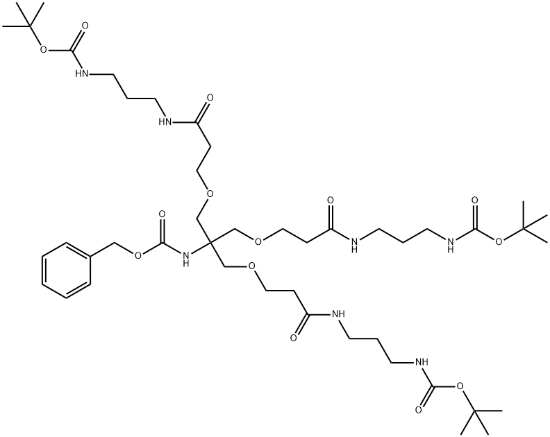 3,3'-[[2-(CBZ-氨基)-2-[[3-[[3-(BOC-氨基)丙基]氨基]-3-氧代丙氧基]甲基]丙烷-1,3-二基]双(氧基)]双[N-[3-(BOC-氨基)丙基]丙酰胺] 结构式