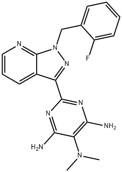 2-(1-(2-fluorobenzyl)-1H-pyrazolo[3,4-b]pyridin-3-yl)-N5,N5- dimethylpyrimidine-4,5,6-triamine Struktur