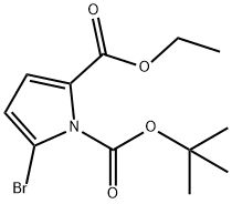 5-bromo-1H-Pyrrole-1,2-dicarboxylic acid 1-(1,1-dimethylethyl) 2-ethyl ester 化学構造式