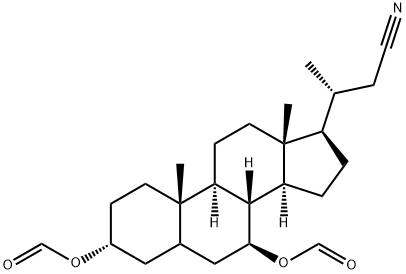 (3R,7S,8R,9S,10S,13R,14S,17R)-17-((R)-1-cyanopropan-2-yl)-10,13-dimethylhexadecahydro-1H-cyclopenta[a]phenanthrene-3,7-diyl diformate 化学構造式