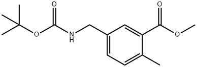 5-((((叔丁氧基羰基)氨基)甲基)-2-甲基苯甲酸甲酯,1184301-84-5,结构式