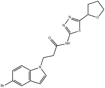 3-(5-bromo-1H-indol-1-yl)-N-[(2E)-5-(tetrahydrofuran-2-yl)-1,3,4-thiadiazol-2(3H)-ylidene]propanamide Struktur