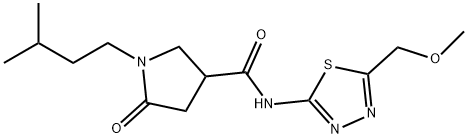 N-[(2Z)-5-(methoxymethyl)-1,3,4-thiadiazol-2(3H)-ylidene]-1-(3-methylbutyl)-5-oxopyrrolidine-3-carboxamide Struktur
