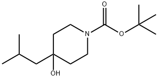 1-Piperidinecarboxylic acid, 4-hydroxy-4-(2-methylpropyl)-, 1,1-dimethylethyl ester 化学構造式