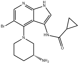(R)-N-(4-(3-氨基哌啶-1-基)-5-溴-1H-吡咯并[2,3-B]吡啶-3-基)环丙烷甲酰胺,1196541-47-5,结构式