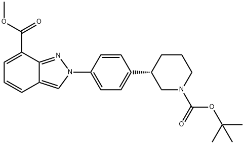 甲基(S)-2-(4-(1-(叔丁基羰基)哌啶-3-基)苯基)-2H-吲唑-7-羧酸酯, 1196713-67-3, 结构式