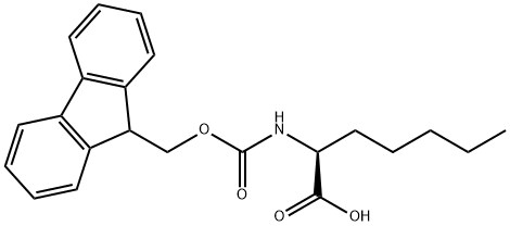 (S)-2-[[(9H-フルオレン-9-イル)メトキシカルボニル]アミノ]ヘプタン酸 化学構造式