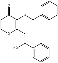 2-(2-hydroxy-2-phenylethyl)-3-[(phenylmethyl)oxy]-4H-pyran-4-one Struktur