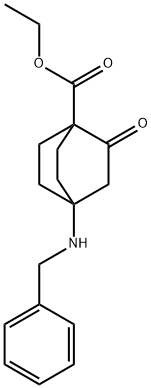 4-(ベンジルアミノ)-2-オキソビシクロ[2.2.2]オクタン-1-カルボン酸エチル 化学構造式