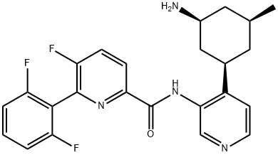 N-(4-((1R,3S,5S)-3-amino-5-methylcyclohexyl)pyridin-3-yl)-6-(2,6-difluorophenyl)-5-fluoropicolinamide Struktur