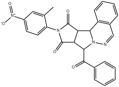 8-benzoyl-10-(2-methyl-4-nitrophenyl)-11a,11b-dihydro-8H-pyrrolo[3',4':3,4]pyrrolo[2,1-a]phthalazine-9,11(8aH,10H)-dione Structure