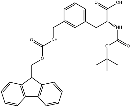 Boc-3-(Fmoc-aminomethyl)-D-phenylalanine 化学構造式