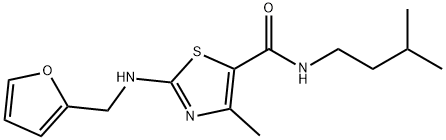 2-[(furan-2-ylmethyl)amino]-4-methyl-N-(3-methylbutyl)-1,3-thiazole-5-carboxamide Struktur