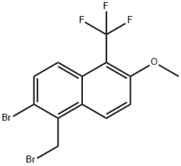 2-Bromo-1-(bromomethyl)-6-methoxy-5-(trifluoromethyl)naphthalene Struktur