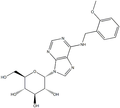 9-ALPHA-D-吡喃葡萄糖基-N-[(2-甲氧基苯基)甲基]-9H-嘌呤-6-胺, 1226978-21-7, 结构式