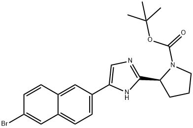 (S)-2-(5-(6-溴萘-2-基)-1H-咪唑-2-基)吡咯烷-1-羧酸叔丁酯,1228551-96-9,结构式