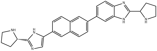 2-((S)-pyrrolidin-2-yl)-6-(2-(2-((S)-pyrrolidin-2-yl)-1H-imidazol-5-yl)naphthalen-6-yl)-1H-benzo[d]imidazole Structure