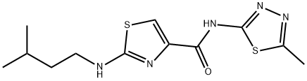 2-[(3-methylbutyl)amino]-N-[(2E)-5-methyl-1,3,4-thiadiazol-2(3H)-ylidene]-1,3-thiazole-4-carboxamide Struktur