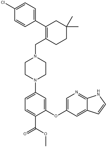 2-[(1H-吡咯并[2,3-B]吡啶-5-基)氧基]-4-[4-[[2-(4-氯苯基)-4,4-二甲基环己-1-烯基]甲基]哌嗪-1-基]苯甲酸甲酯,1235865-76-5,结构式