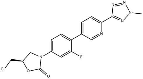 (R)-5-(chloromethyl)-3-(3-fluoro-4-(6-(2-methyl-2H-tetrazol-5-yl)pyridin-3-yl)phenyl)oxazolidin-2-one Struktur