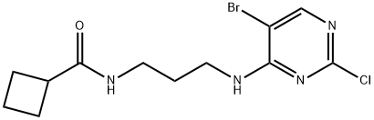 cyclobutanecarboxylic acid [3-(5-bromo-2-chloro-pyrimidin-4-ylamino)-propyl]-amide, 1243268-69-0, 结构式