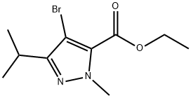 1H-Pyrazole-5-carboxylic acid, 4-bromo-1-methyl-3-(1-methylethyl)-, ethyl ester Struktur