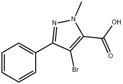 4-bromo-1-methyl-3-phenyl-1H-pyrazole-5-carboxylic acid Struktur