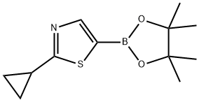 2-cyclopropyl-5-(4,4,5,5-tetramethyl-1,3,2-dioxaborolan-2-yl)thiazole, 1245524-04-2, 结构式
