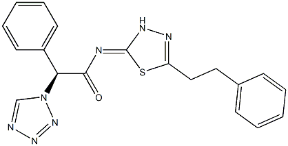 (2S)-2-phenyl-N-[(2E)-5-(2-phenylethyl)-1,3,4-thiadiazol-2(3H)-ylidene]-2-(1H-tetrazol-1-yl)ethanamide Struktur