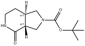 TRANS-TERT-ブチル-4-オキソヘキサヒドロ-1H-ピロロ[3,4-C]ピリジン-2(3H)-カルボン酸 化学構造式