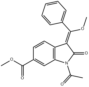 (Z)-1-acetyl-3-(methoxy-phenyl-methylene)-2-oxo-2,3-dihydro-1H-indole-6-carboxylic acid methyl ester Struktur