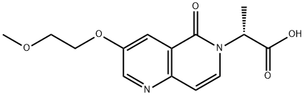 (R)-2-(3-(2-methoxyethoxy)-5-oxo-1,6-naphthyridin-6(5H)-yl)propanoic acid 化学構造式